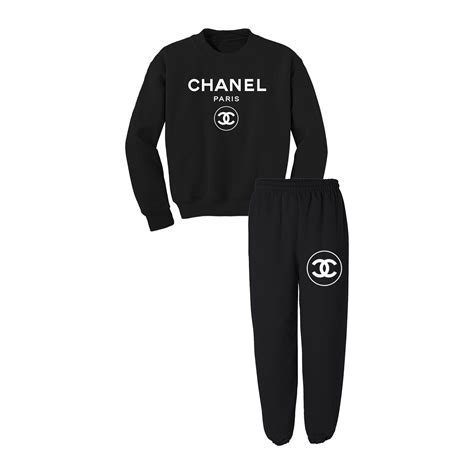 black chanel sweatpant set|chanel tracksuit.